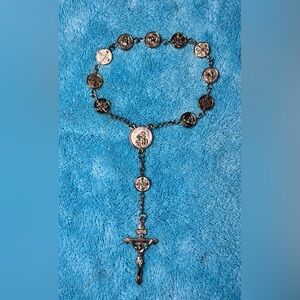 Estate Silver tone St. Anthony of Padua Rosery Bracelet / pocket rosary Chaplet